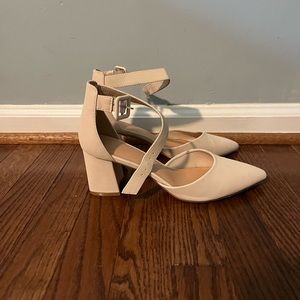 Pointed Toe Chunky Heels with Ankle Strap